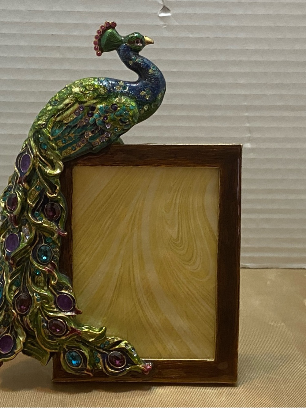 Jay Strongwater Green and Blue Peacock Picture Frame 3x4
